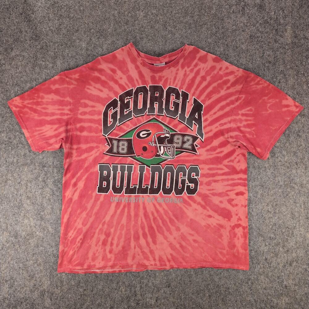 Vintage Georgia Bulldogs Shirt Mens 2XL Red NCAA Football Tie Dye 47 Brand